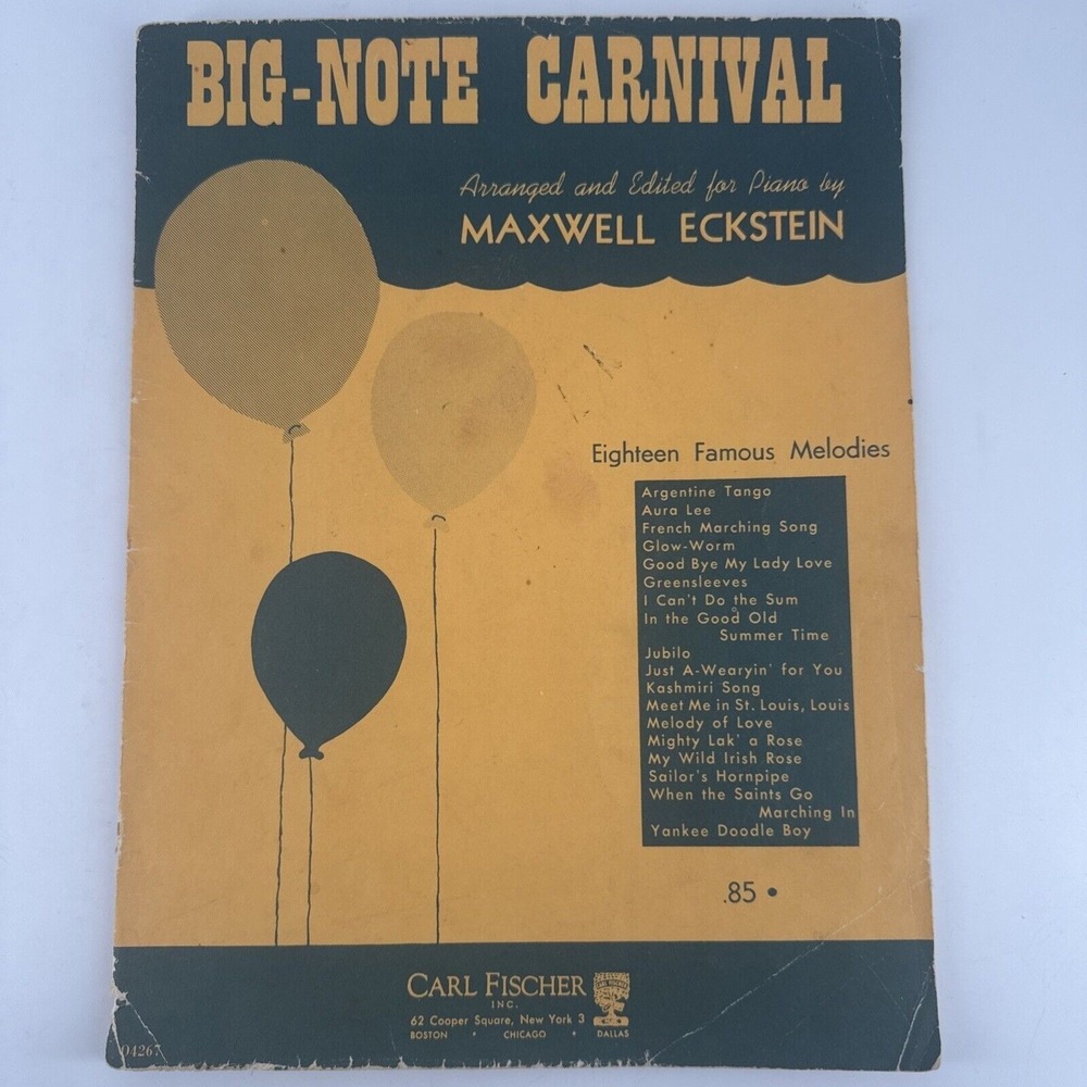 Big Note Carnival Maxwell Eckstein 18 Famous‎ Melodies 1962 Piano 1960s Music